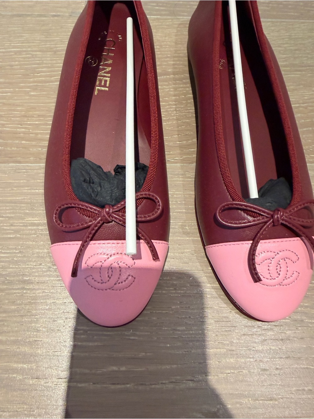 Chanel Spring 2026 burgundy/pink ballerinas size 39 new - Picture 3 of 3
